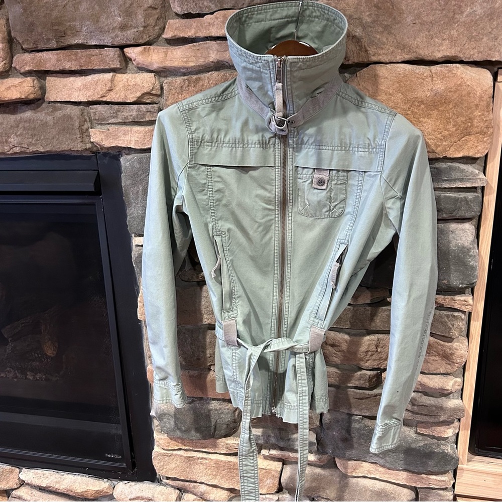 Women's Harley Davidson, motorcycle Sage Green Belted Jacket (small)